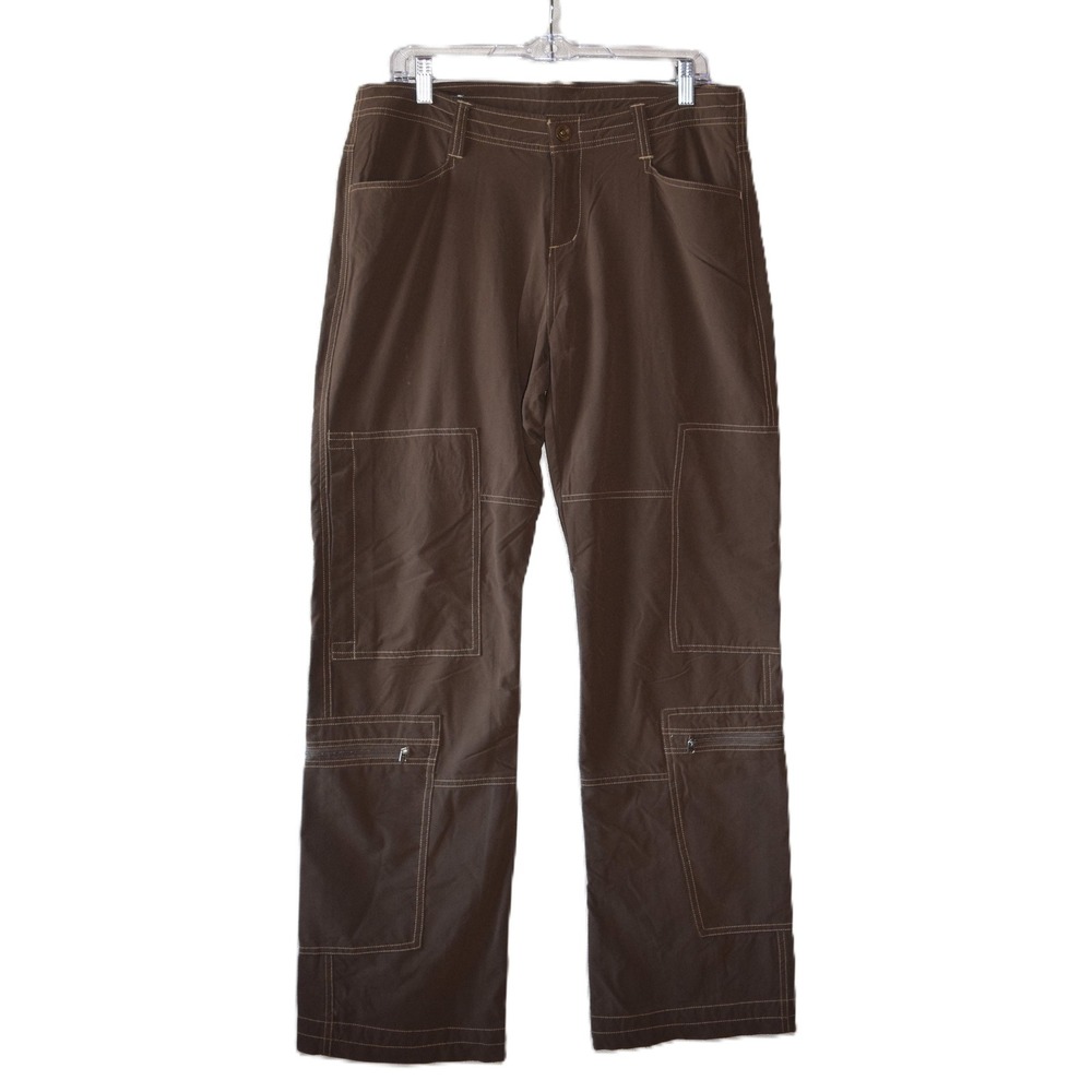 Kuhl Cargo Pants Women 12 Brown Excellent Hiking Utility Straight Leg Stretch